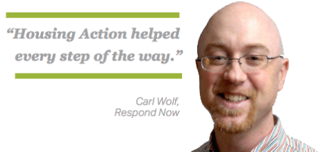Man with quote "Housing Action helped me every step of the way."