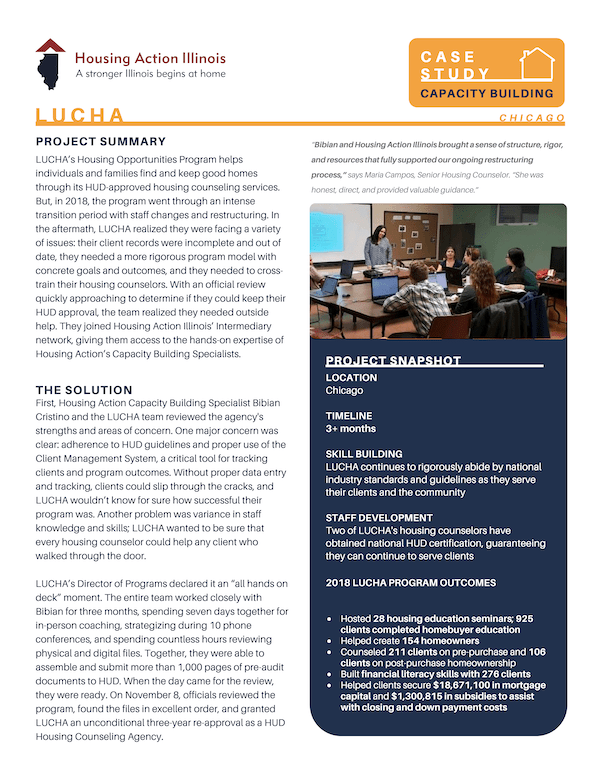 CaseStudy_CapacityBuilding_LUCHA_Page_1 A screenshot of a spotlight on LUCHA, one of our intermediary members